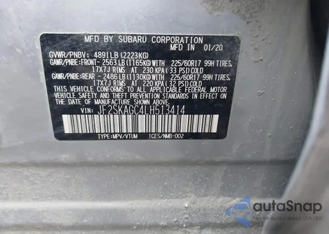 2020 Subaru Forester Premium из США, поврежденный, VIN JF2SKAGC4LH513414